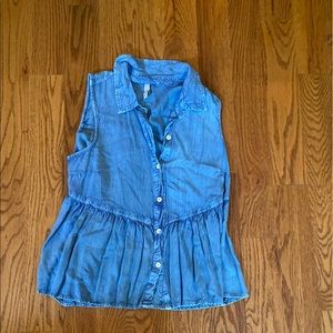 Red camel denim blouse